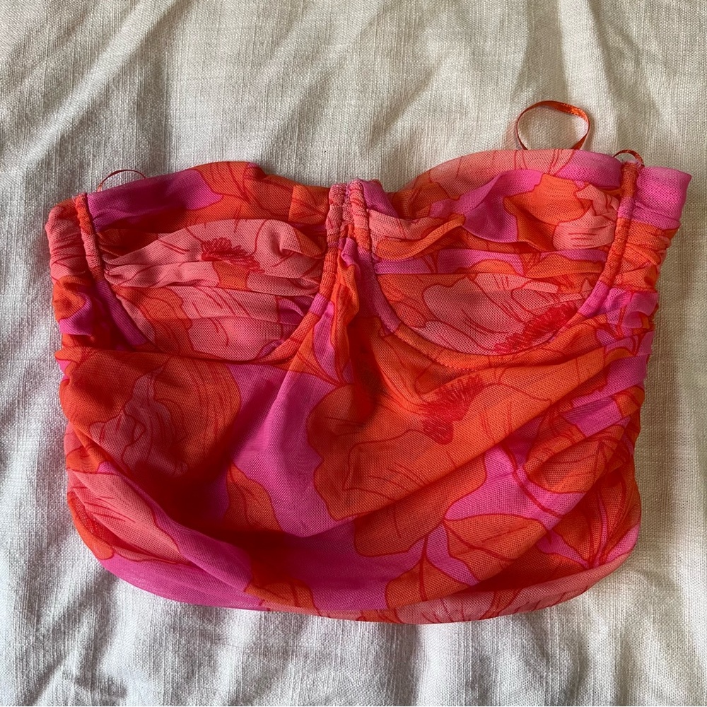 Zara Floral Strapless Top